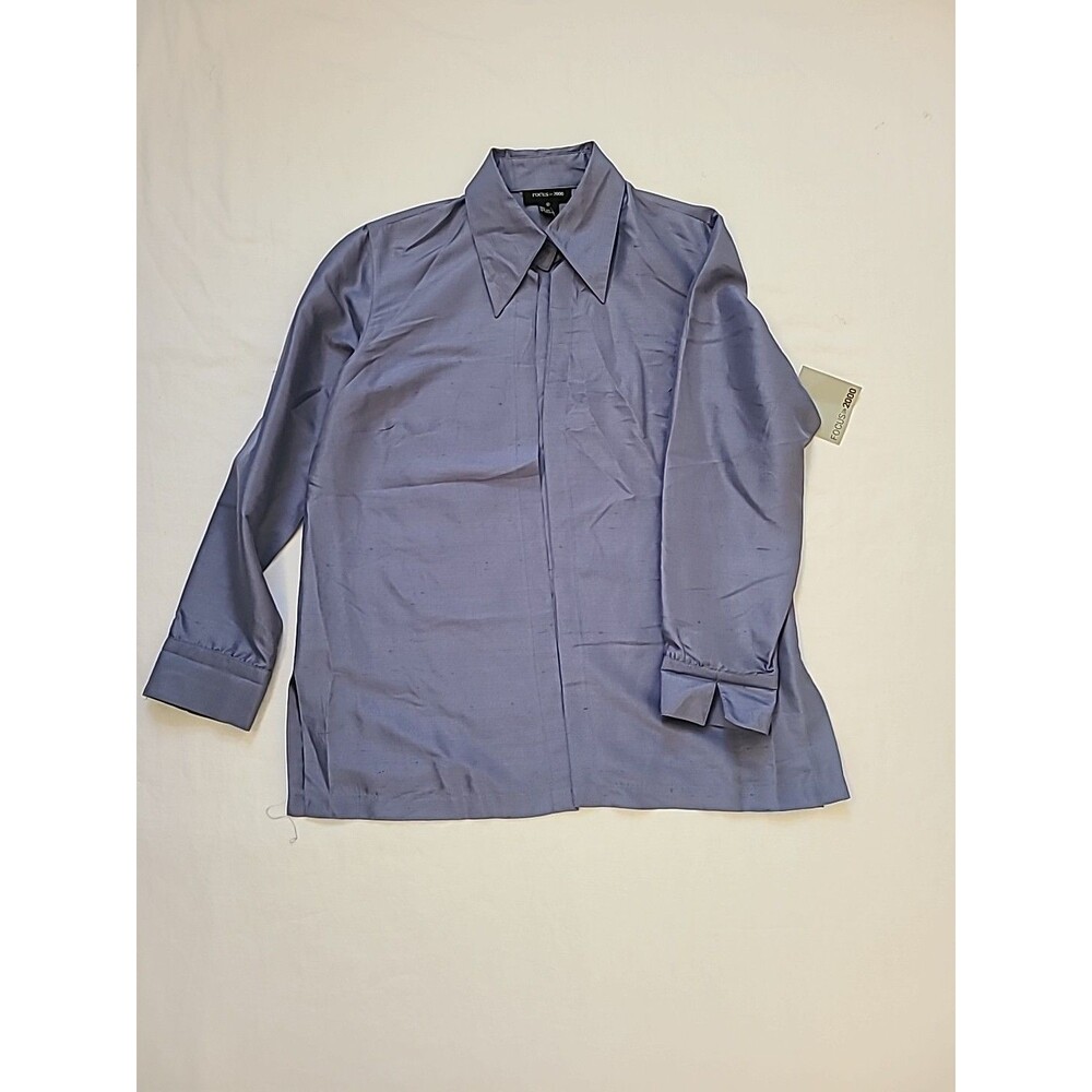 Focus 2000 Silk Blue Shirt Size 8 Open Design 2 Button